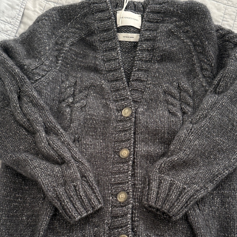 The Kooples Cozy Knit Button-Front Cardigan - Charcoal Gray